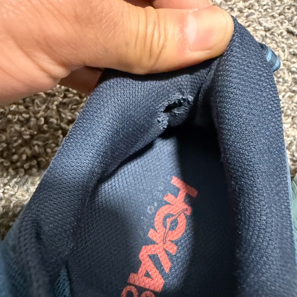 Hoka One One Bondi 7 Men's Blue and Red Athletic Shoes - Picture 9 of 11